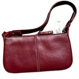 Ann Taylor Cherry Red Leather Wristlet Clutch shoulder bag new with tag 9 x 5